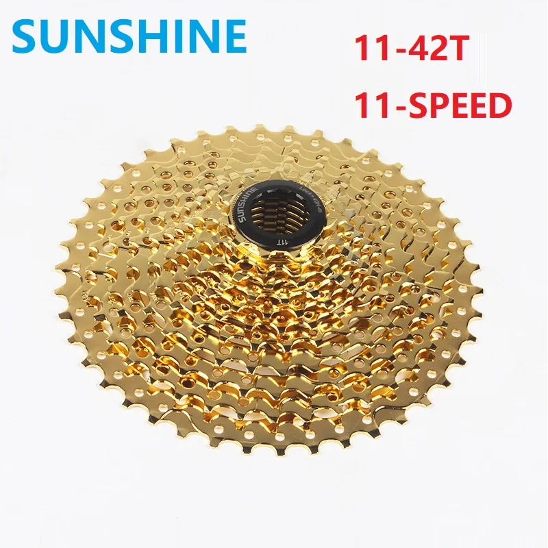 SUNSHINE 11 скоростей MTB Горный велосипедная кассета Freewheel 11-42 T Золотой Цвет 11/33 скоростной велосипед задний маховик ступицы цепь