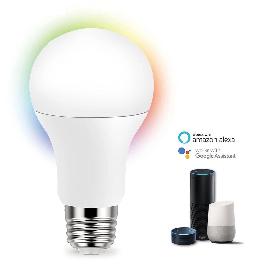 Smart Wifi RGB bulb  White Timing Function Dimmable LED Lamp 220V 110V Compatible with Amazon Alexa/Google Home Assistant