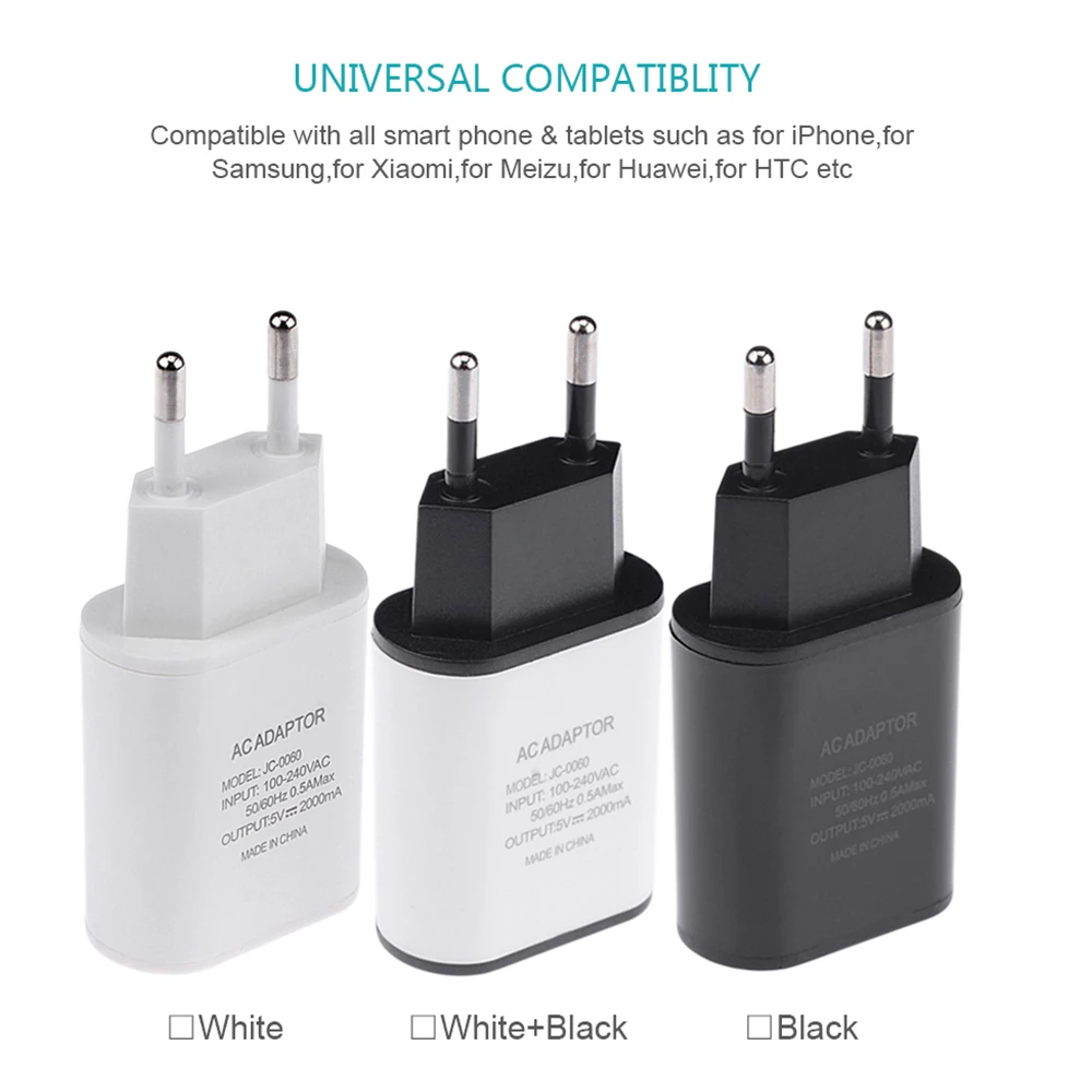 Универсальное зарядное устройство для мобильного телефона 5V1A/5V2A USB зарядное устройство для путешествий портативное настенное зарядное устройство для iphone samsung адаптер EU Plug черный/белый