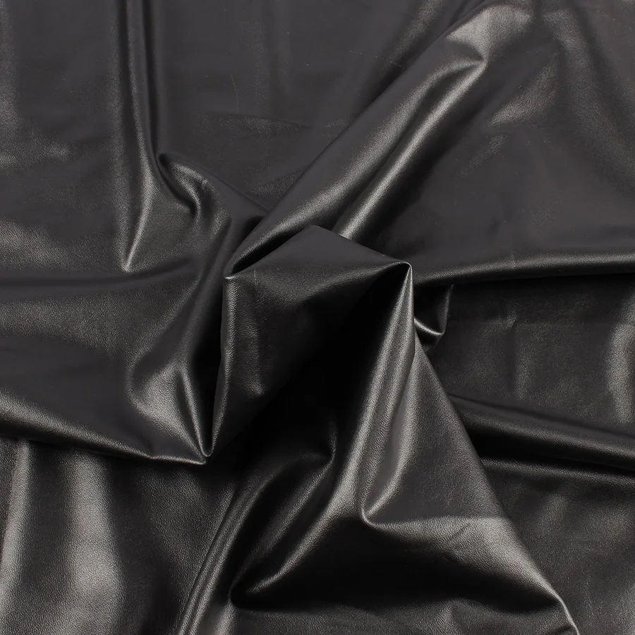 Высокая стрейч эластичный черный искусственная кожа pu ткань материал для одежды шорты вязать спандекс подложка