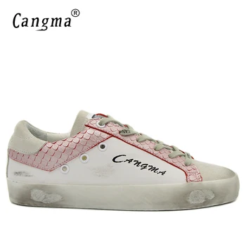 

CANGMA Retro Mens Shoes High Quality Casual Shoes Men Sneakers Handmade Genuine Leather Suede White Youth Shoes Footwear Male