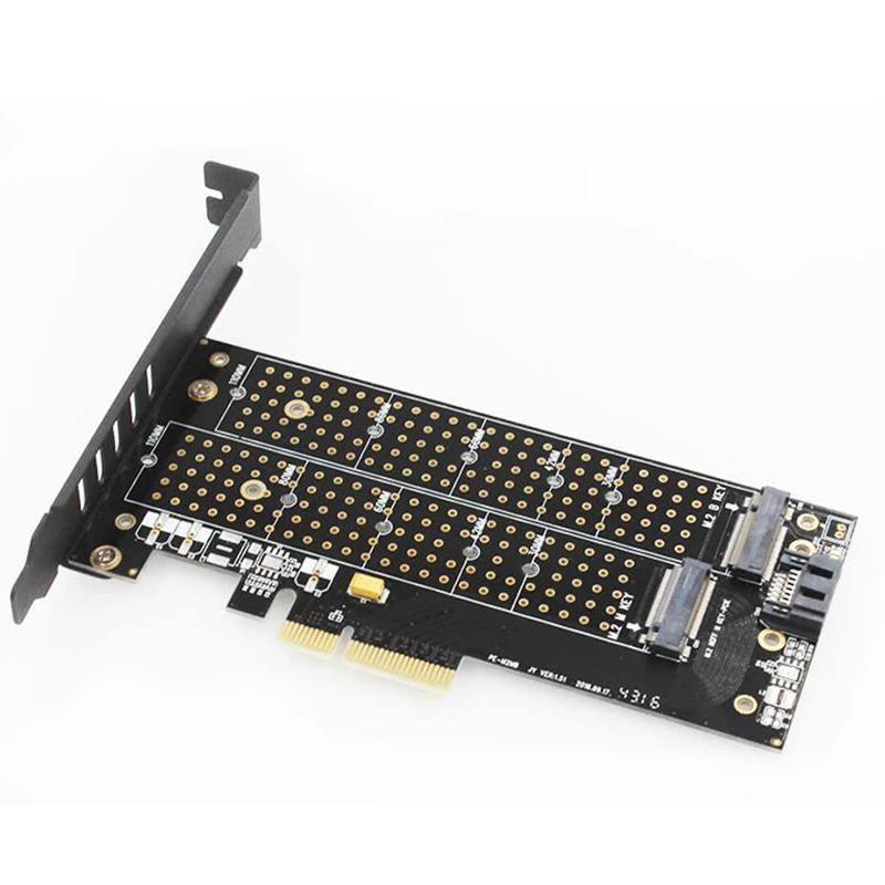 M.2 NVMe SSD NGFF TO PCIE X4 adapter M Key B Key dual interface card