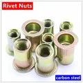 MXITA carbon steel Rivet Nuts M3 M4 M5 M6 M8 M10 M12 Flat Head Rivet Nuts Set Nuts Insert Reveting Multi Size Collocation