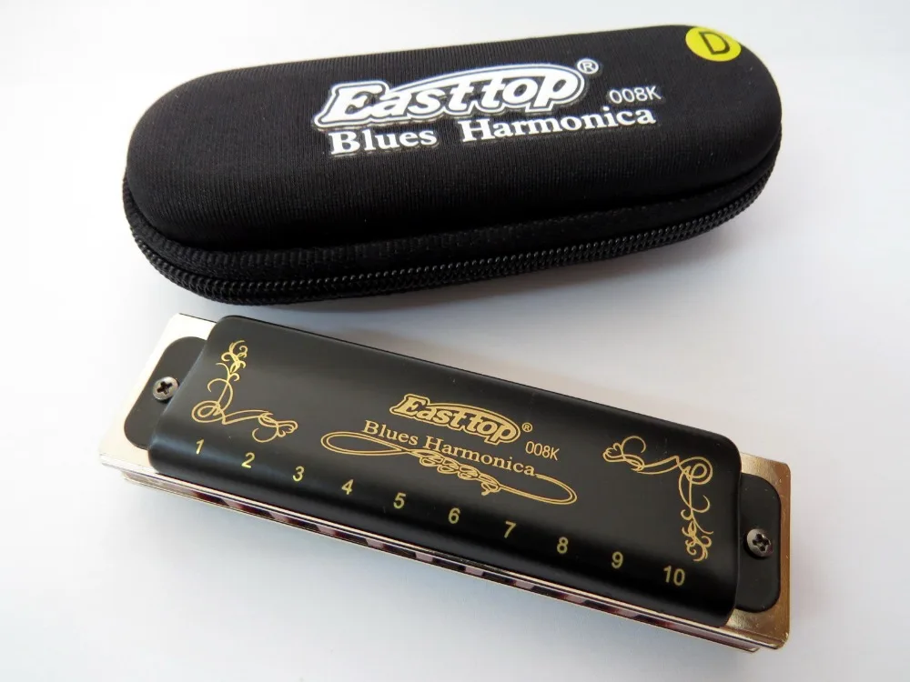East Top 10 Hole Professional Blues Diatonic Harmonica For Beginner,player,gift,key Of D