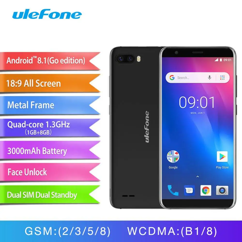 Ulefone S1 Мобильный телефон 1 Гб + 8 5 дюймов 18:9 MTK6580 четырехъядерный Мп МП Две камеры