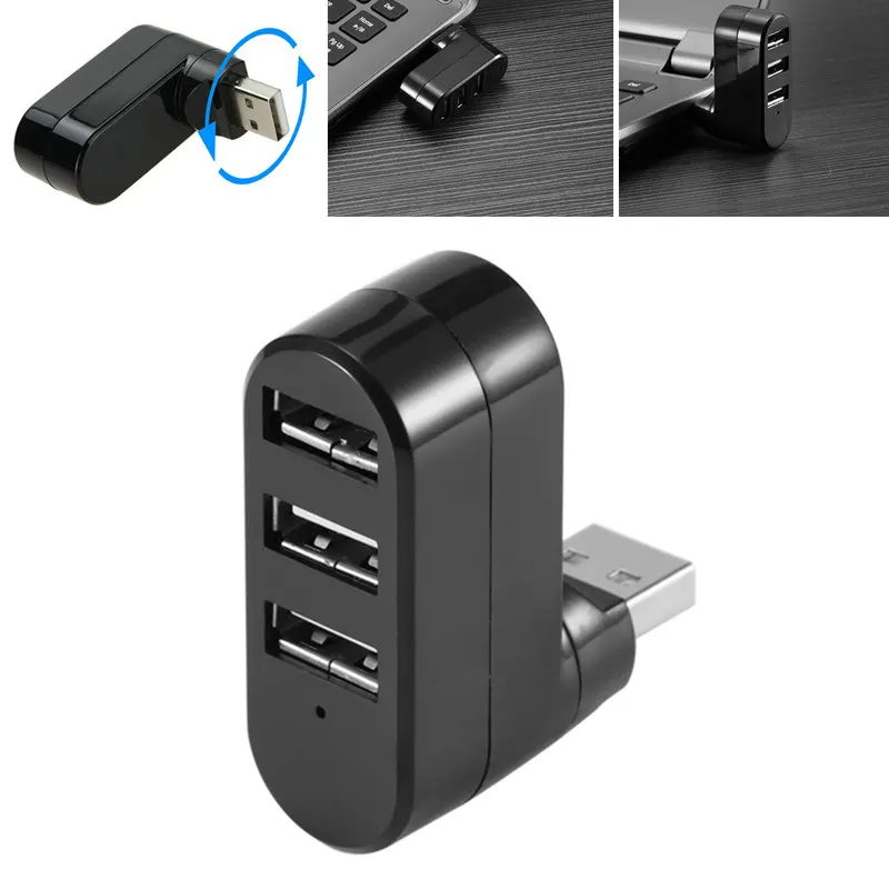 

Rotatable High Speed 3 Ports USB HUB 2.0 USB Desktop Splitter Adapter For Tablet Computer PC USB HUB 2.0