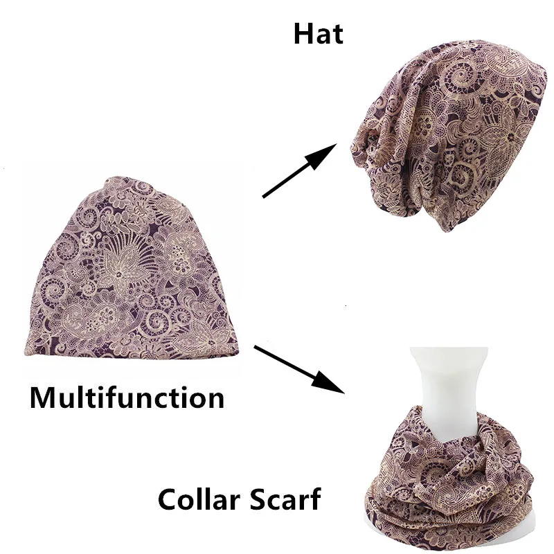 LOVINGSHA осень зима двойного назначения Винтаж кешью дизайн шляпа для дам тонкие шапочки с черепами женский шарф маска для лица HT016