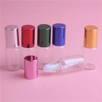 

5ml 5pcs Clear Glass Essential Oil Roller Bottles with Glass Roller Balls Aromatherapy Perfumes Lip Balms Glass Roll On Bottles