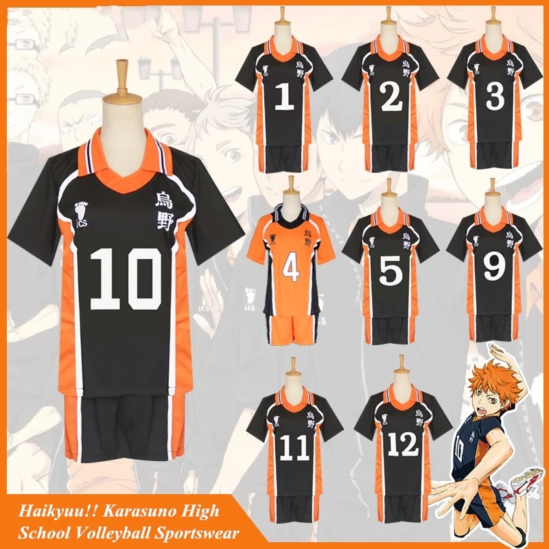 

Haikyuu!! Cosplay Costume Karasuno High School Volleyball Uniform Hinata Shoyo Sport Suit Sportswear Jerseys T shirt Shorts Set