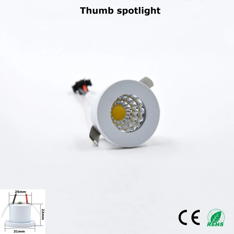 Pack 2 Ultra Small LED Deckenleuchte 1w COB Strahler Öffnung 25mm 