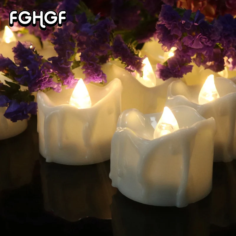12 Pcs Flicker Warm White Battery Operated Led Tea Light Candles With
