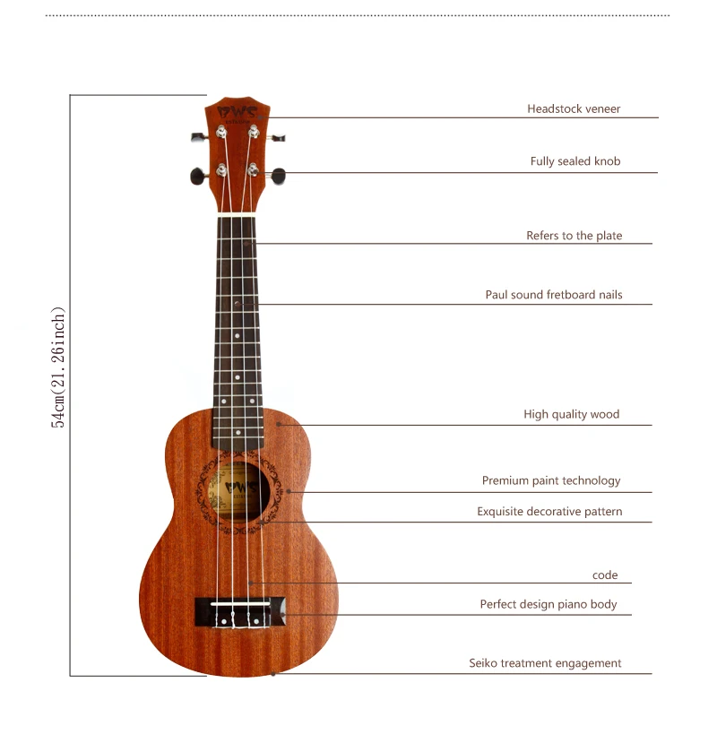 21 дюймов укулеле ручной работы Sapele красное дерево музыкальный инструмент укулеле четыре струны маленькая гитара для начинающих
