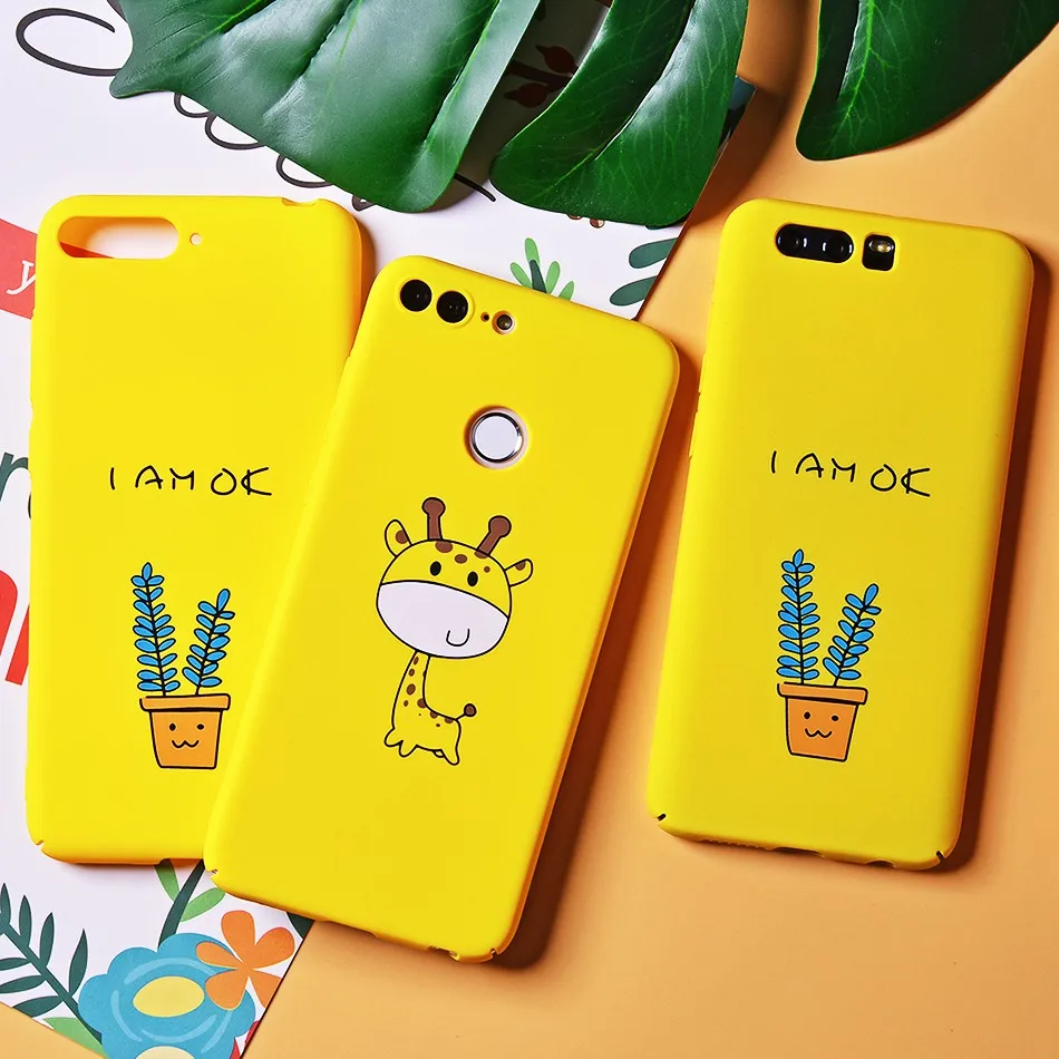 TOMKAS Cute Cartoon Giraffe Case on for Huawei Honor 9 Lite 10 Floral Yellow Hard Phone Case on Honor 7A 7C 7A Pro Back Cover    (9)
