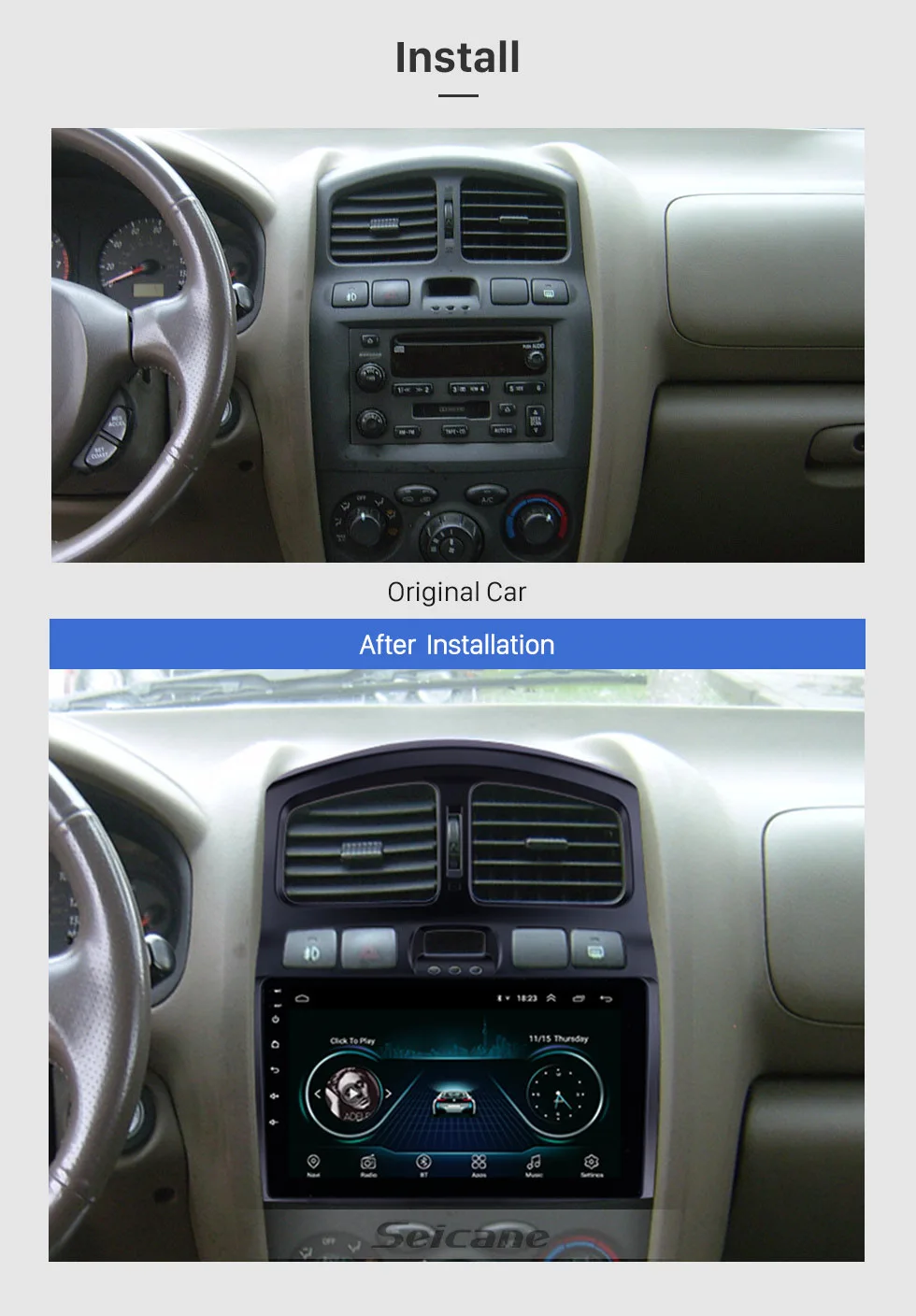 Excellent Seicane For 2005-2015 Hyundai Classic Santa Fe Android 8.1 Car GPS Navigation Headunit player Support DVR Rearview Camera WIFI 7