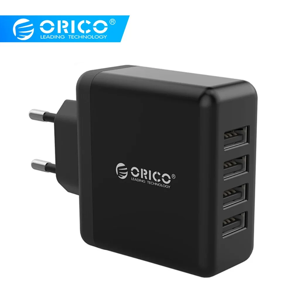 

ORICO Universal 4 Ports USB Charger Portable EU Wall Adapter 5V2.4A 20W Mobile Phone Travel Smart Charger for iPhone Tablet