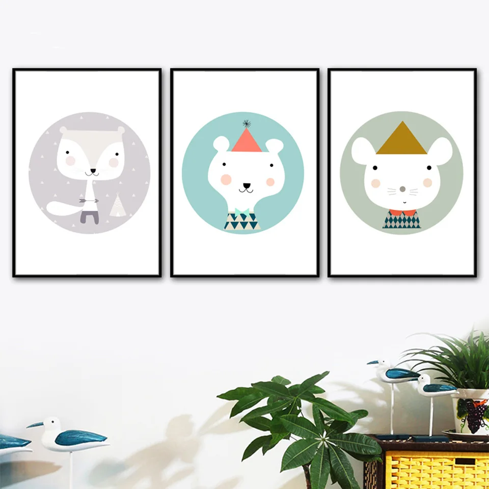 Cartoon-Elephant-Star-Fox-Mouse-Bear-Nordic-Poster-Wall-Art-Canvas-Painting-Posters-And-Prints-Wall (1)