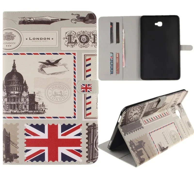 Luxury 2 Leavies PU Leather Case for Samsung Galaxy Tab A 10.1 2016 Case  T585 T580 T580N Case Stand Flip Wallet Tablet Cover (50)