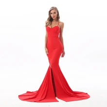 Сексуальное платье с v-образным вырезом, без рукавов, Макси-Платье с разрезом, длина до пола, Русалка, красные вечерние платья, открытая спина, молния, облегающее летнее платье