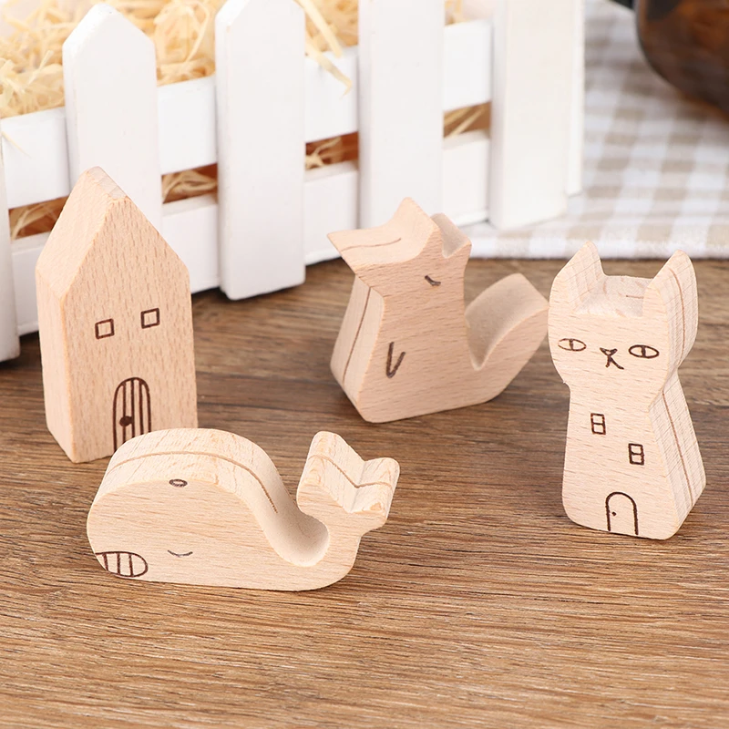 Cute Animal Wooden Information Memo Photo Clip Cartoon Card Holder Product Display Board Base Notes Message Memo Clip