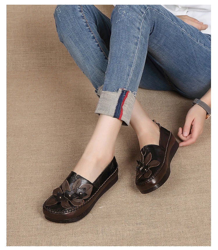 AARDIM/Женская обувь; модная Милая обувь из натуральной кожи на платформе; Женская Осенняя обувь в стиле ретро с закрытым носком без застежки; женские лоферы;