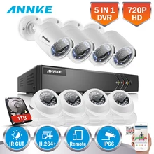ANNKE 8CH HD 1080N 720P 5in1 H.264+ DVR With 4 Dome 4 Bullet 720P TVI In/Outdoor Weatherproof Smart IR Security Camera System