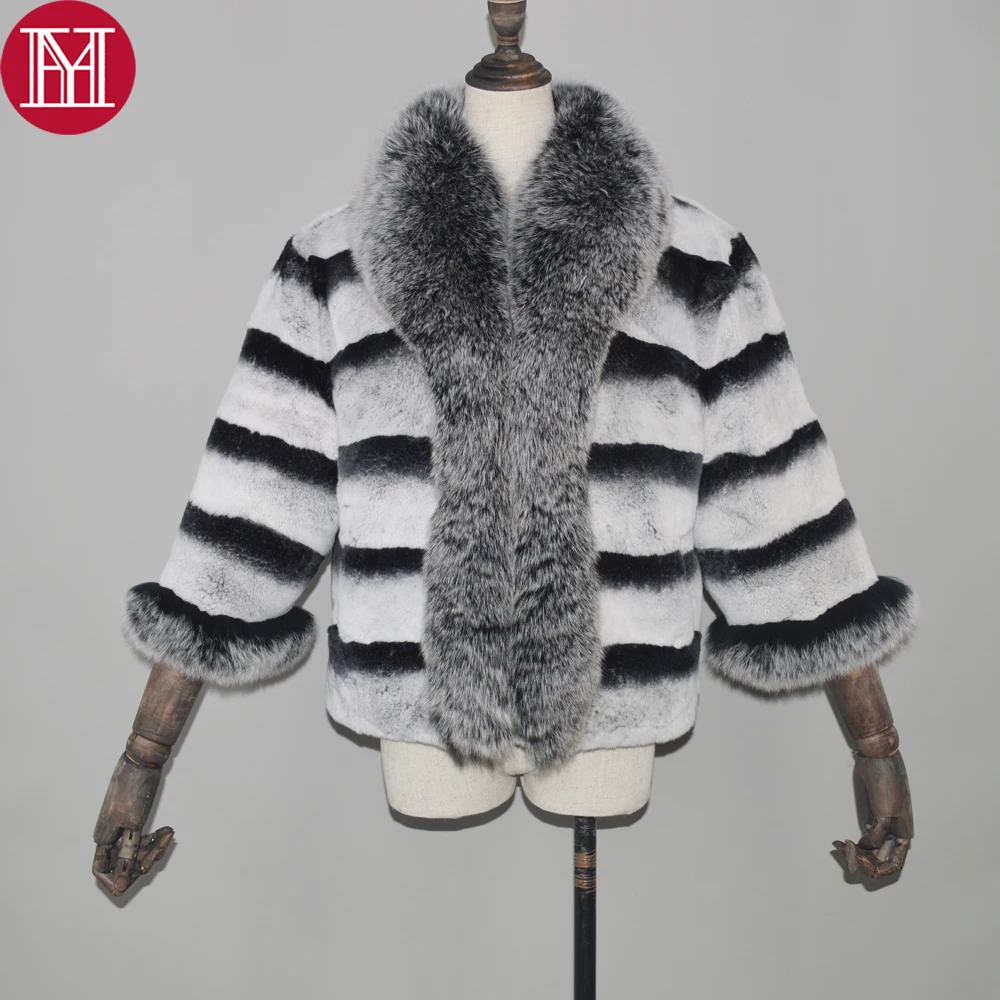 Lapin Manteau Renard Haute Femmes Avec Réel Big 100 Véritable Naturel Grey Veste De Col Fourrure 2018 Real Qualité Rex nWqSXSI