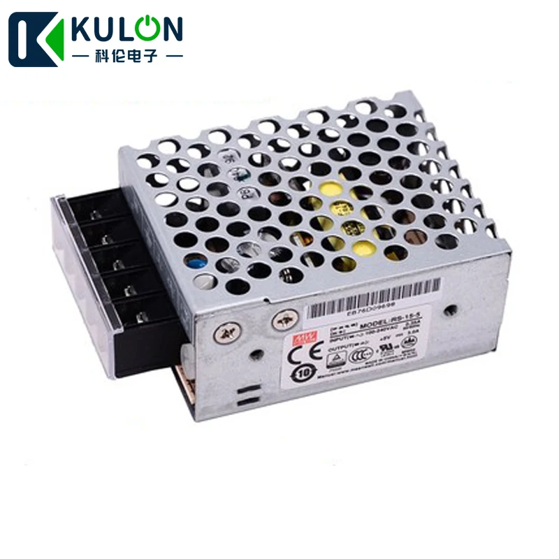 

CB UL CE approved ac dc source MEAN WELL RS-15-5 15W 3A 5V Power Supply 85-264VAC 5VDC meanwell power supply miniature size