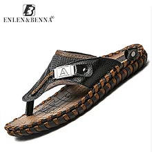 Brand Men's Luxury Flip Flops 2019 Genuine Leather Slippers Summer Beach shoes For Men Fashion Outdoor Sandals Male Plus Size 48 Brand Men's Luxury Flip Flops 2019 Genuine Leather Slippers Summer Beach shoes For Men Fashion Outdoor Sandals Male Plus Size 48