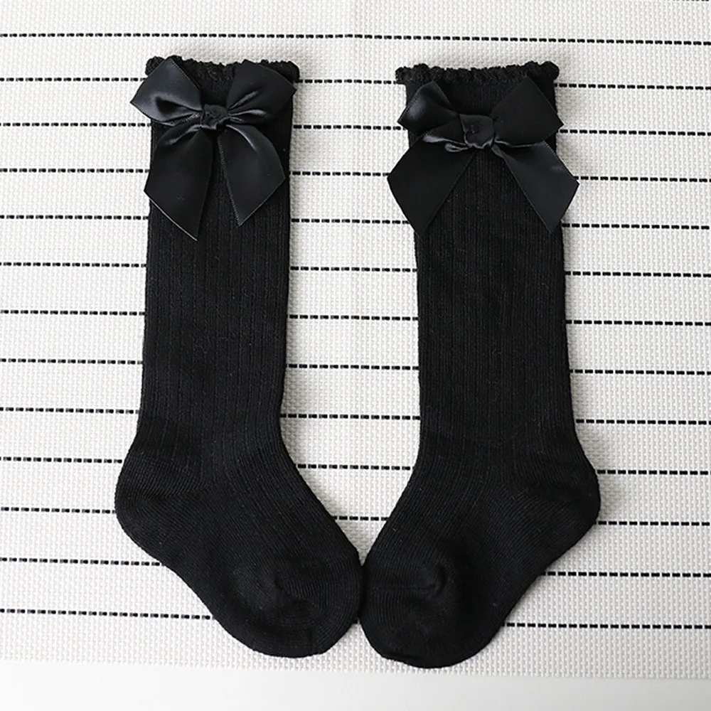 New Kids Socks Toddlers Girls Big Bow Thicken Knee High Long Soft Cotton Lace baby Socks Kids kniekousen meisje Baby Girls Socks