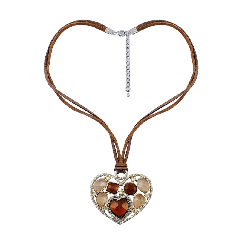 

Heart Necklace Charming Jewelry Accessories Heart Of Ocean Crystal Rhinestone Inlaid Heart Shaped Pendant