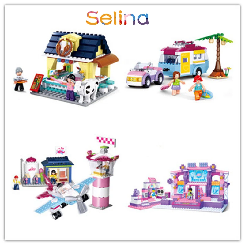 

castle Blocks Friends Pink Dream Series Sunshine villa blocks Model Building Sets Bricks Educational Toys for Children Plastic