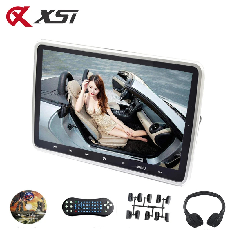 XST 10 1 дюймовый 1024*600 автомобильный монитор на подголовник DVD плеер USB/SD/HDMI/IR/FM TFT ЖК