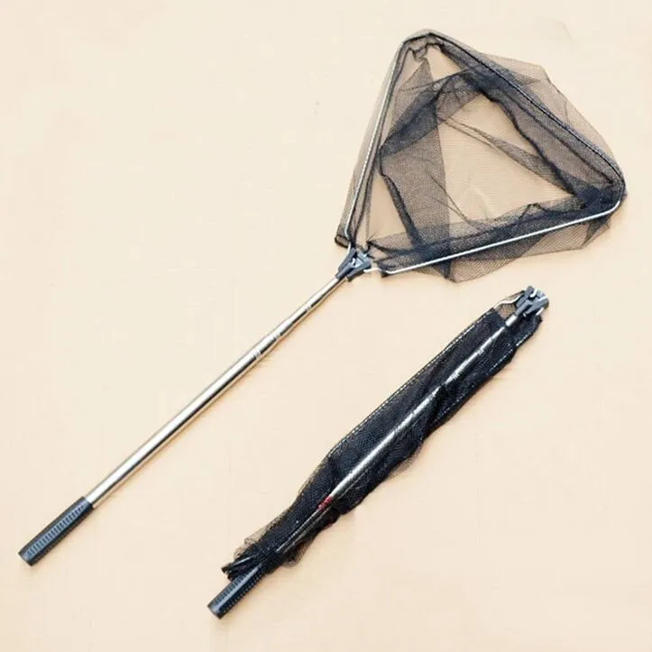Hand Fishing Nets Stainless steel 180cm 210cm Telescoping Foldable Landing Net Pole casting network trap fishing nets | Спорт и