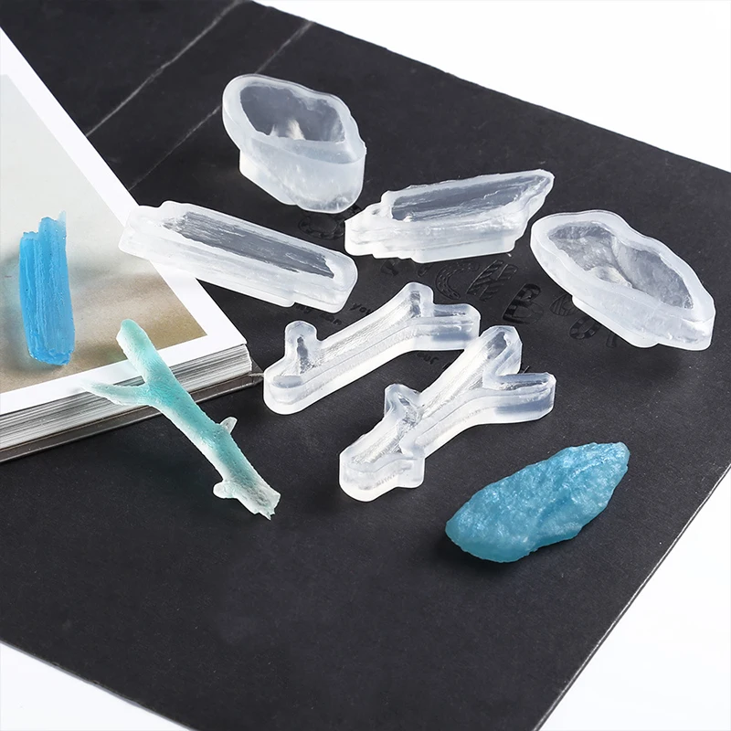 2PCS DIY Simulation Clear Silicone Mold Stone Wood Mould Crystal Drop Glue Dry Flower Embossed Wax Soap Pendant DIT | Дом и сад