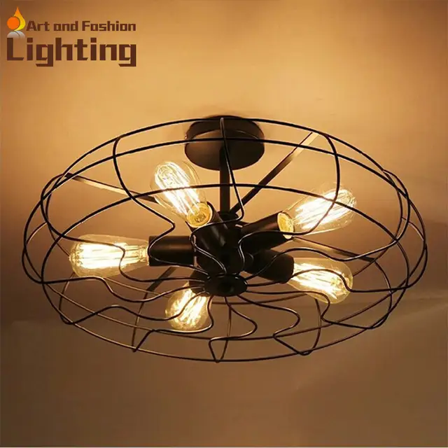 Good Quality Most Popular Loft Bird Cage Ceiling Fan Led Fan Lamp