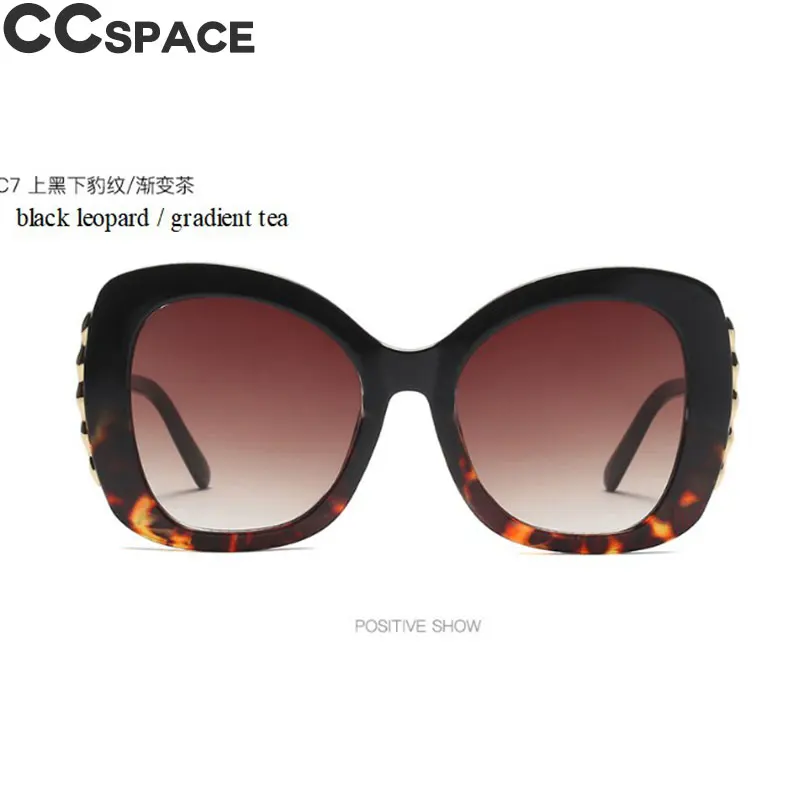 Модный чехол с бабочкой, солнцезащитные очки для женщин Элегантный Для женщин темперамент большой металлический каркас круглый логотип солнцезащитные очки «кошачий глаз» женские черный, красный оттенки - Цвет линз: C7 LeopardTea