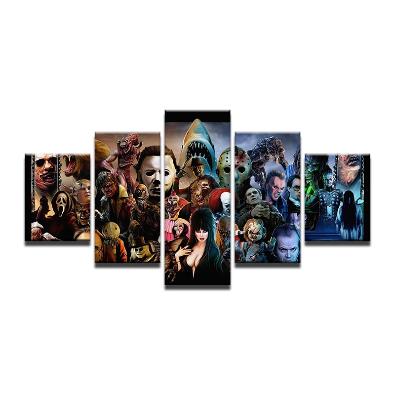 

5 Piece Modern Horror Movie Characters Poster Painting On Canvas Wall Art Picture For Living Room Decor Silent Hill Print Poster