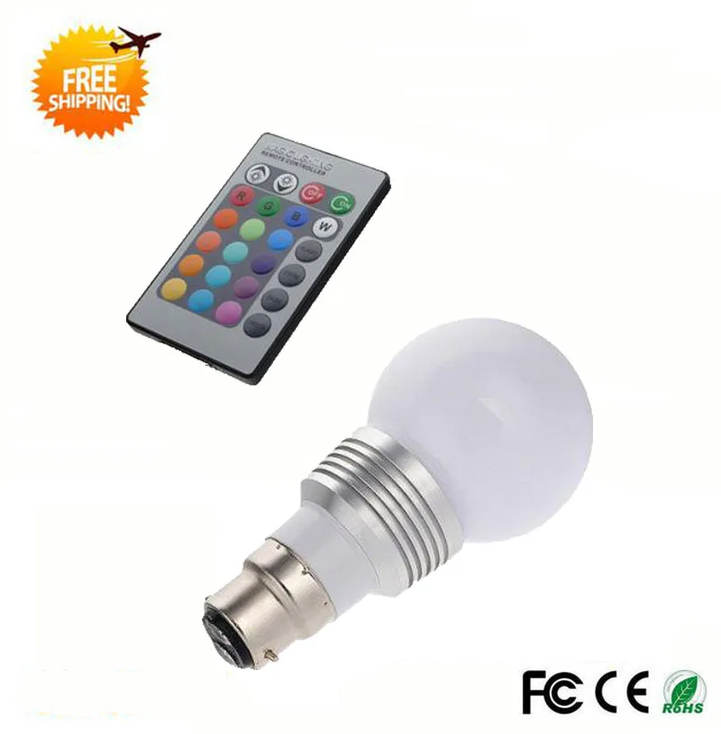 10X RGB LED Bulb B22 3W Changing RGB LED Light Bulb Remote