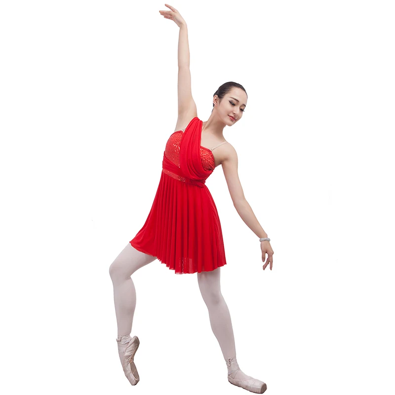 Newest Red High Quality Adult Lyrical/contemporary/ballet Dance Dress
