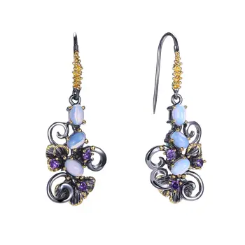

Latest Tread Black Fashion Earrings Setting with Cubic Zirconia Ethnic Drop Earrings Allergy Free Lead Free