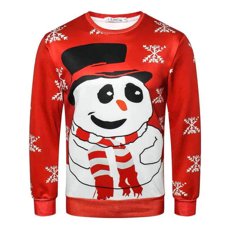 Джемпер с 3D рисунком снеговика, оленя, Рождественский свитер с рисунком Санта Клауса, уродливые Рождественские свитера, топы для мужчин и женщин, пуловеры, блузы