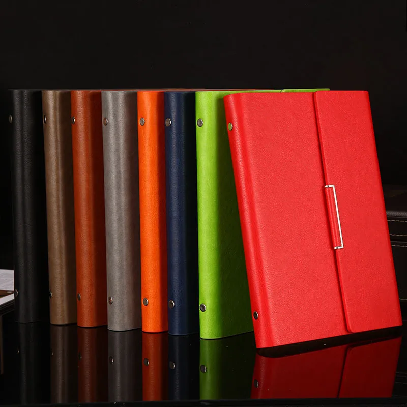 

2019 A5 Faux Leather Clear Cover Ring Binder Bound Notebook Refill Line daily Planner Agenda Escolar Stationary With Magnet Lock