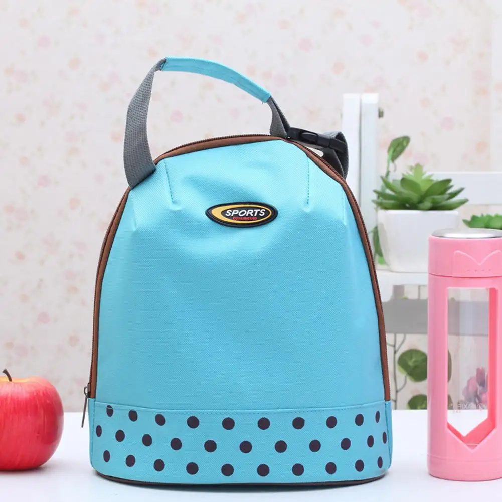 

Portable Travel Polka Dot Zipper Lunch Bags Cooler Warmer Insulated Tote Storage Bag