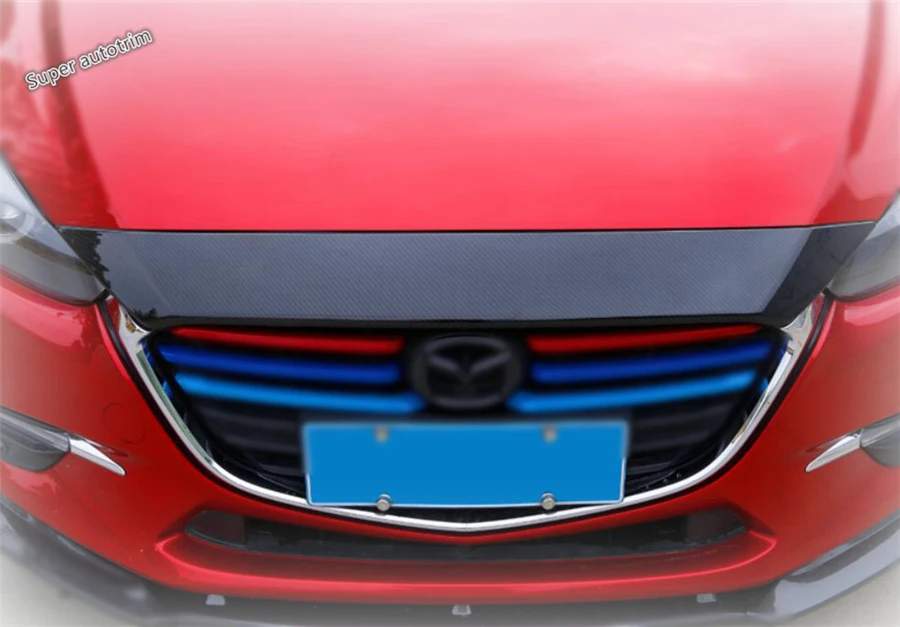 

Lapetus Front Up Grid Grill Grille Protection Cover Trim For Mazda 3 AXELA Sedan Hatchback 2017 2018 ABS Accessories Exterior
