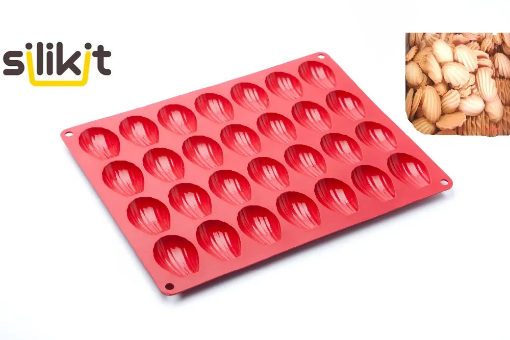 

high quality 100% silicone 28 mini madeleines cake mold biscuits mold shell shape