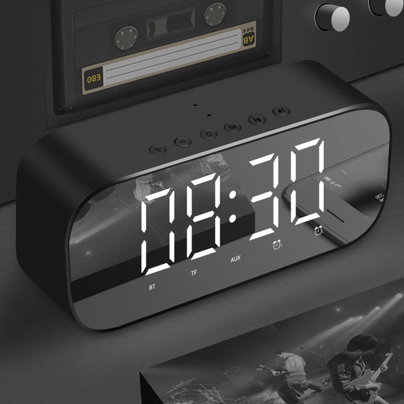 black S5 Светодиодный Будильник для цифровые часы в спальню беспроводные bluetooth-колонки LE66 - Цвет: black S5