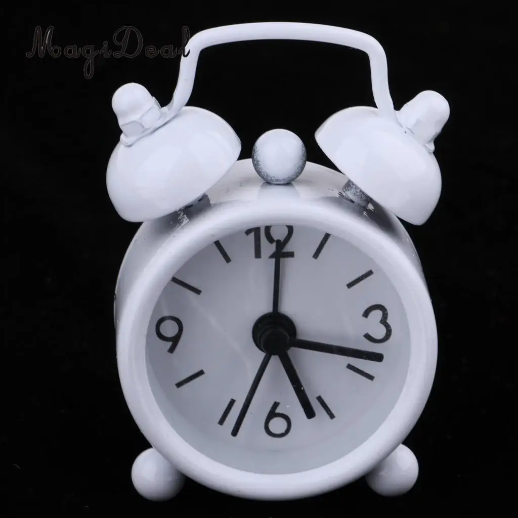 2Pcs 1:6 Dollhouse Miniature Living Room Vintage Metal Alarm Clock Model Toy