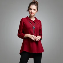 Europe Large Size Shirt Women Tops Camisetas Mujer 2017 Autumn Long Sleeve Red Loose T shirt