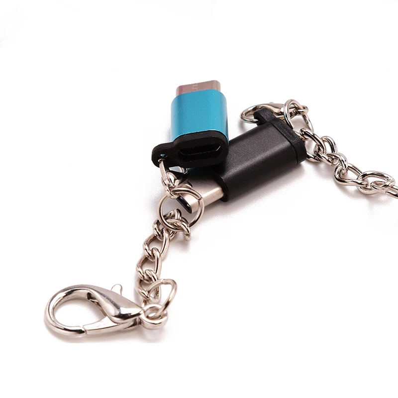 Micro USB Type-C Mobile Phone Mini Charger Adapter With Keychain For Samsung Galaxy S10 S9 Note 9 Huawei Mate 20 Pro