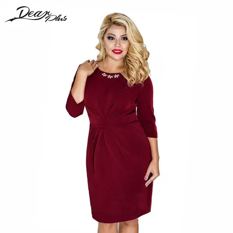 Women Oversized Dress Vestidos Plus Size Knee Length Tunic Pencil